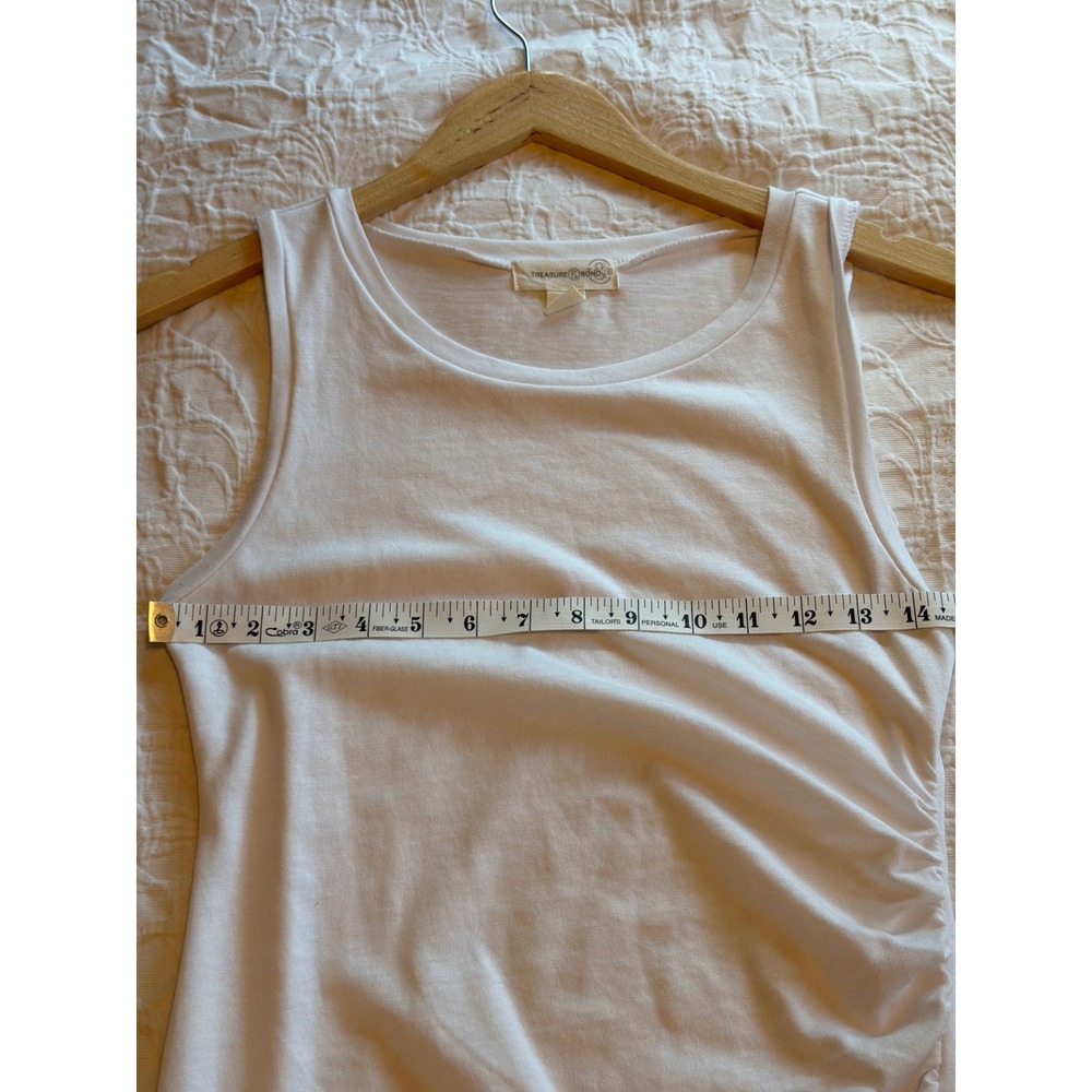 Treasure & Bond Womens White Ruched Side Sleeveless Tulip Hem Knit Dress Small - Picture 6 of 7